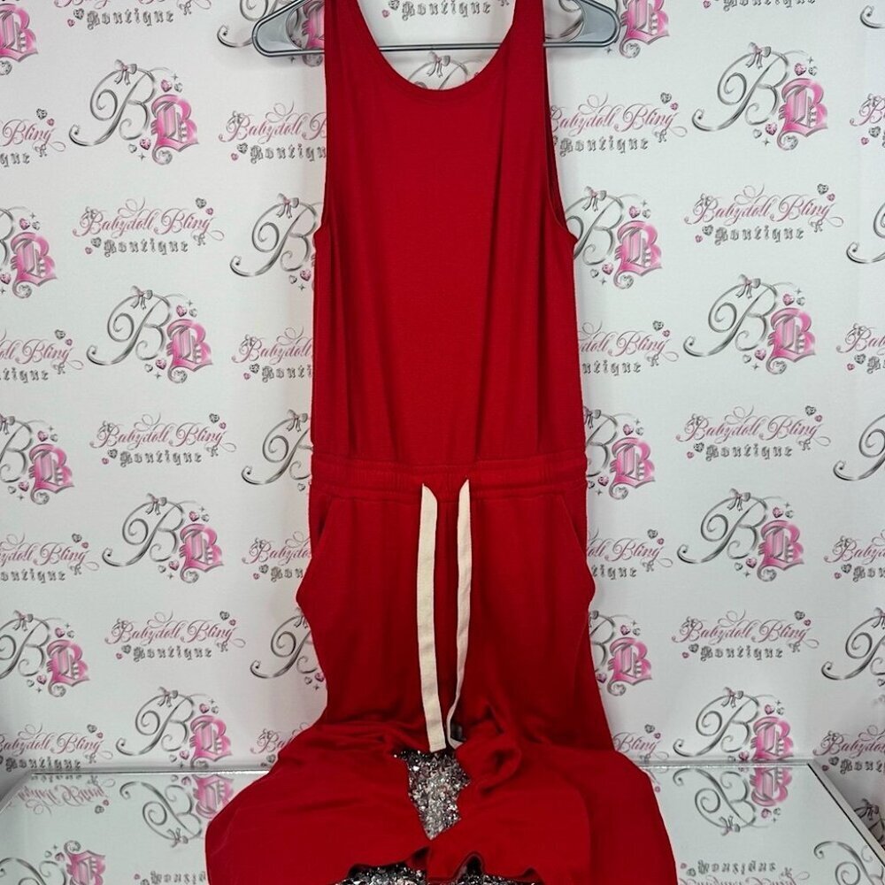 Wilfred one piece jumpsuit flare tie up waist flowy comfy Vibrant Red Garment